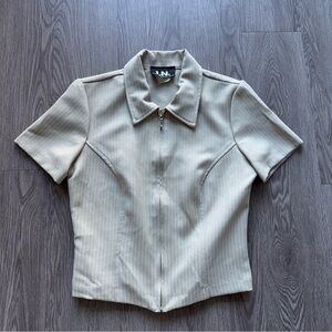 Zip up pin stripe tailored shirt